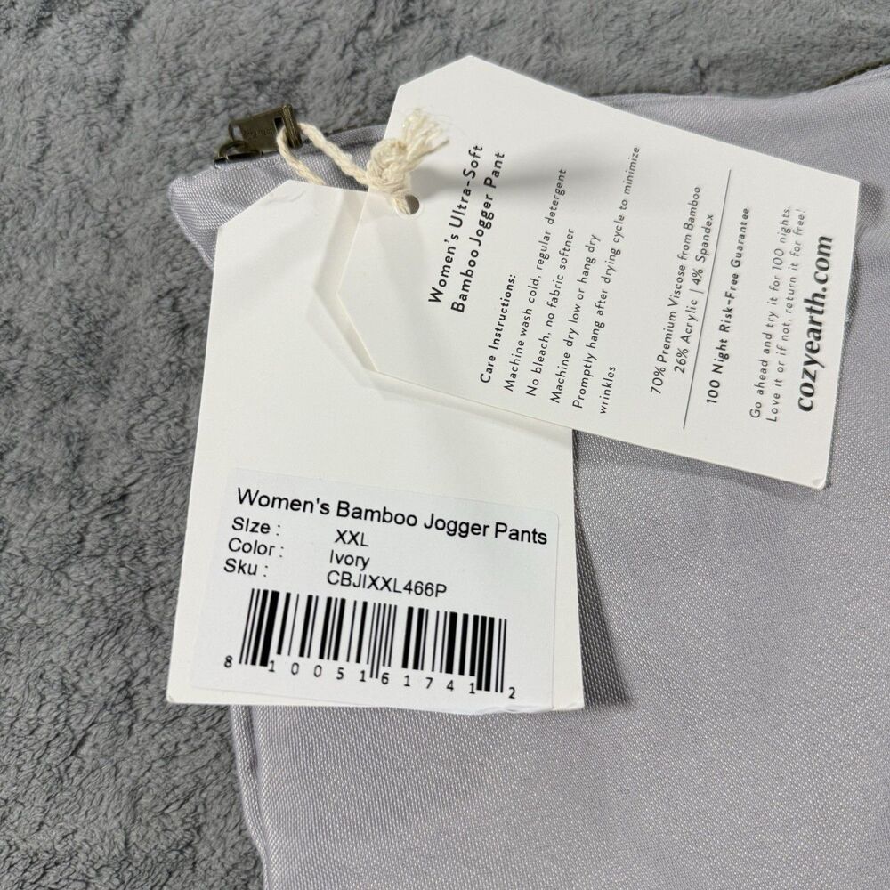 Cozy Earth Bamboo Jogger Women XXL White Loungewear Athleisure Yoga Travel Sweat - Picture 4 of 4